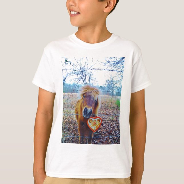 Valentine Heart Horse Tee Shirt (Framsida)