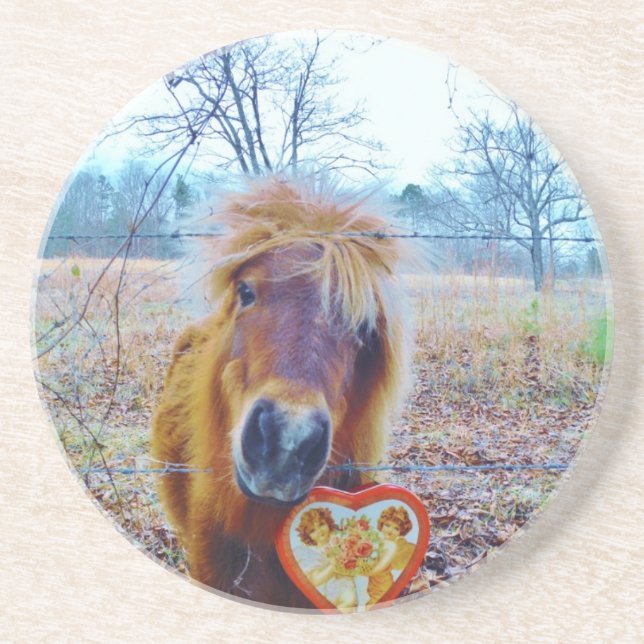 Valentine Heart Horse Underlägg Sandsten (Framsidan)