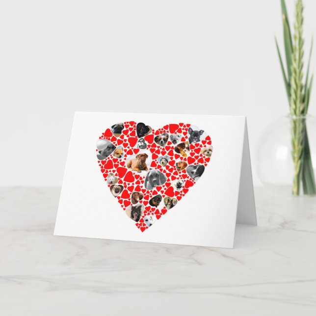 Valentine Heart Hund Photo Collage Helgkort (Framsida)