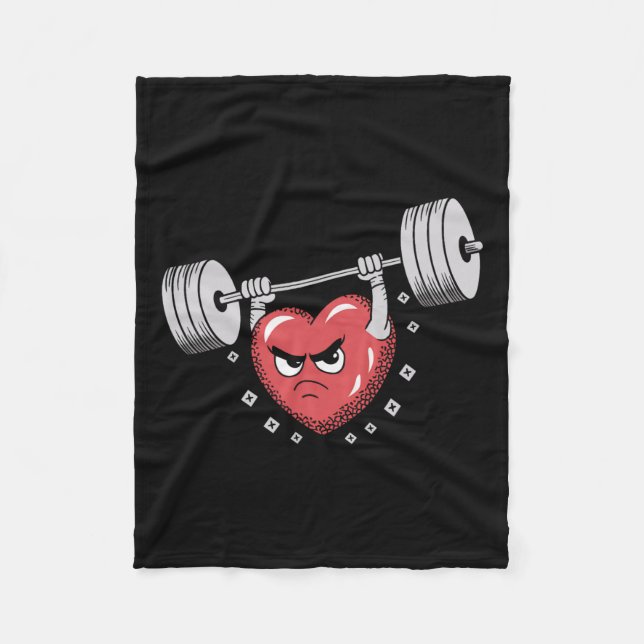 Valentine Heart Liiting Vights Funny Workout Fleecefilt (Framsidan)