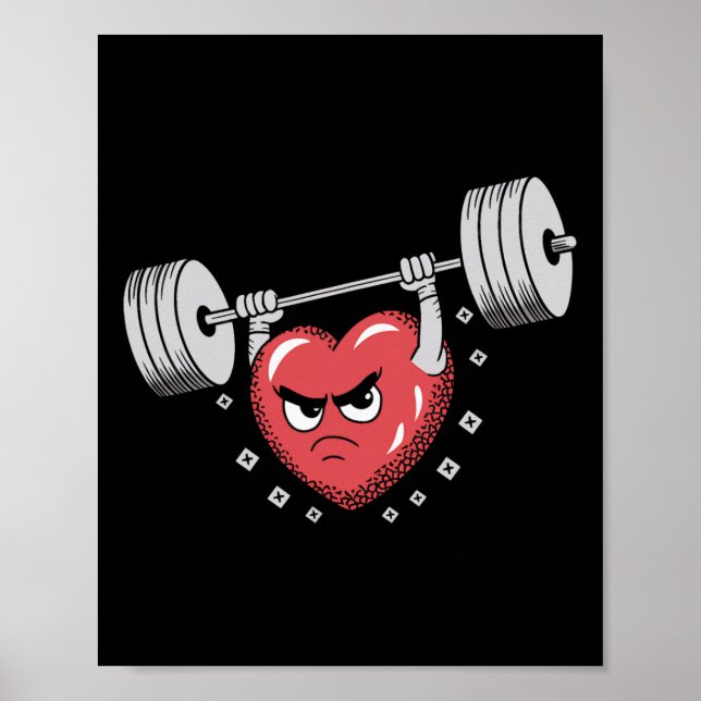 Valentine Heart Liiting Vights Funny Workout Poster (Framsidan)