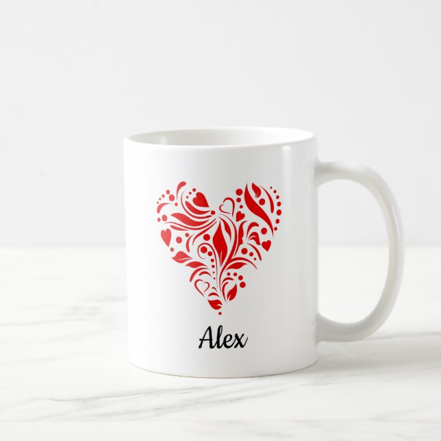 Valentine Heart Love Customizable Kaffemugg (Höger)
