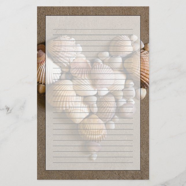 Valentine Heart med Snäckor Brevpapper (Framsida)