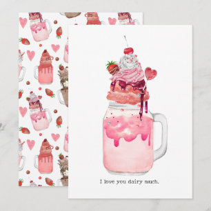 Valentine Heart Milkshake Jag Älskar Dig Puns-kort Kort