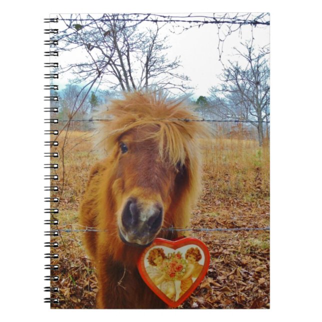 Valentine Heart Miniature Brown Horse Anteckningsbok (Framsidan)