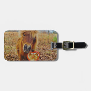 Valentine Heart Miniature Brown Horse Bagagebricka