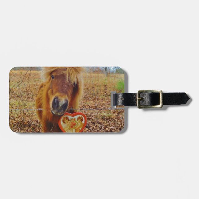 Valentine Heart Miniature Brown Horse Bagagebricka (Horisontell Framsida)