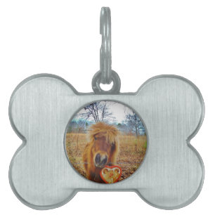 Valentine Heart Miniature Brown Horse Namnbricka Husdjur