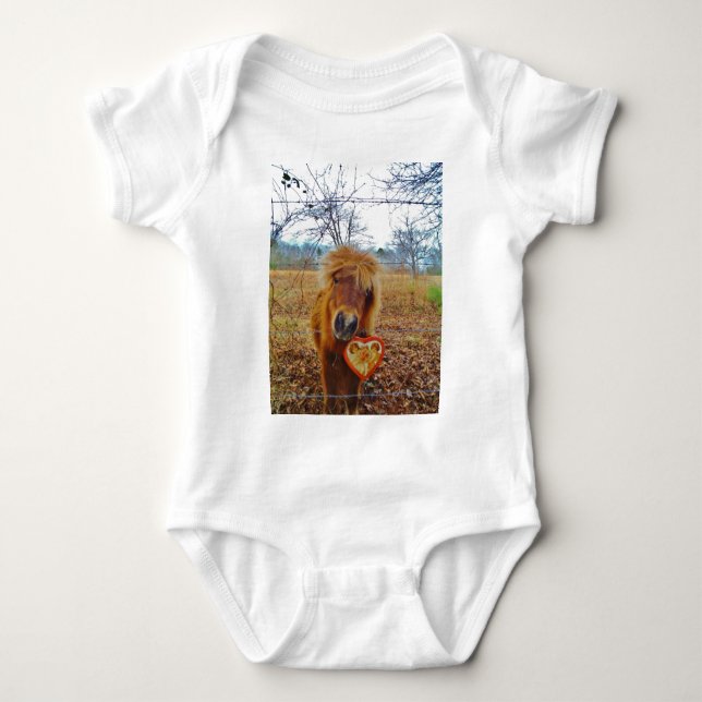 Valentine Heart Miniature Brown Horse T-shirt (Framsida)