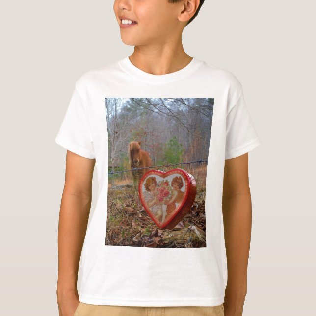 Valentine Heart Miniature Brown Horse T-shirt (Framsida)