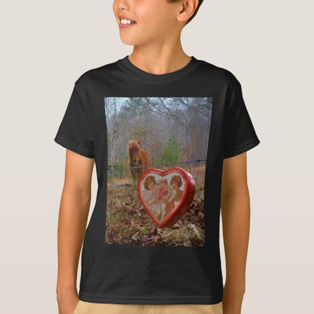 Valentine Heart Miniature Brown Horse T Shirt (Framsida)