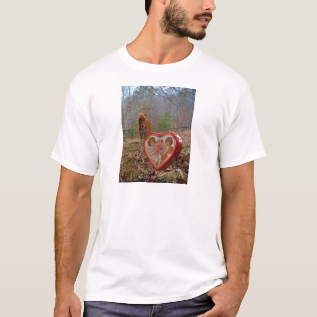 Valentine Heart Miniature Brown Horse Tee Shirt (Framsida)