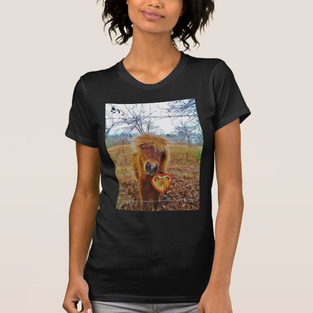 Valentine Heart Miniature Brown Horse Tee Shirt (Framsida)
