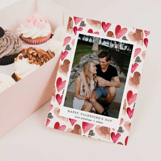 Valentine Heart Mönster Foto Julkort (Skapare uppladdad)