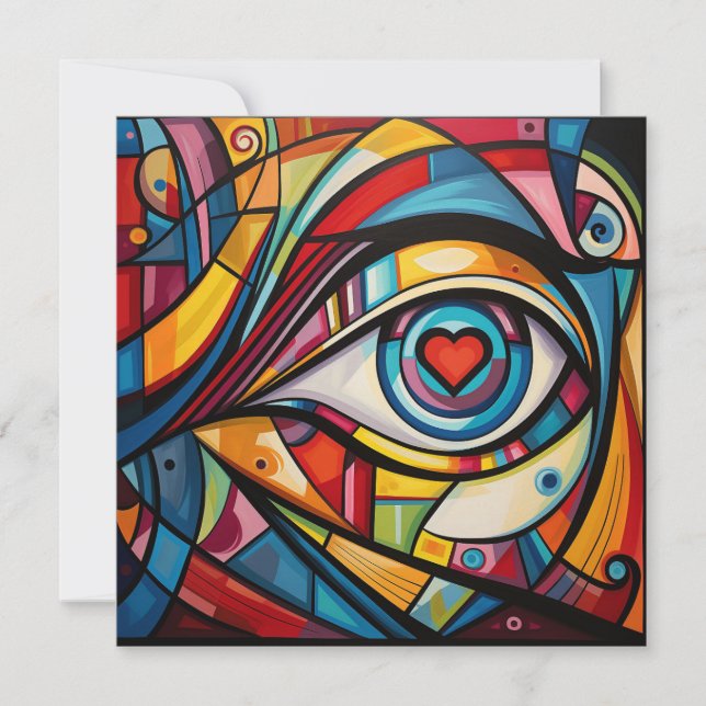 Valentine Heart Öga Abstrakt Art Kort (Framsida)