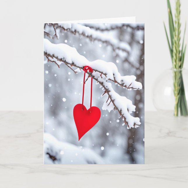 Valentine Heart på Winter Gren Helgkort (Framsida)