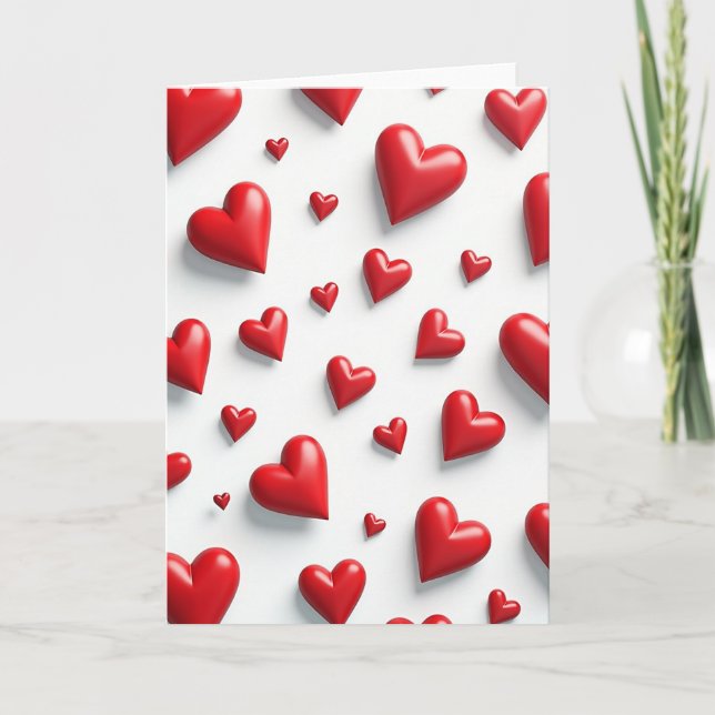 Valentine Heart Pattern Card Kort (Framsida)