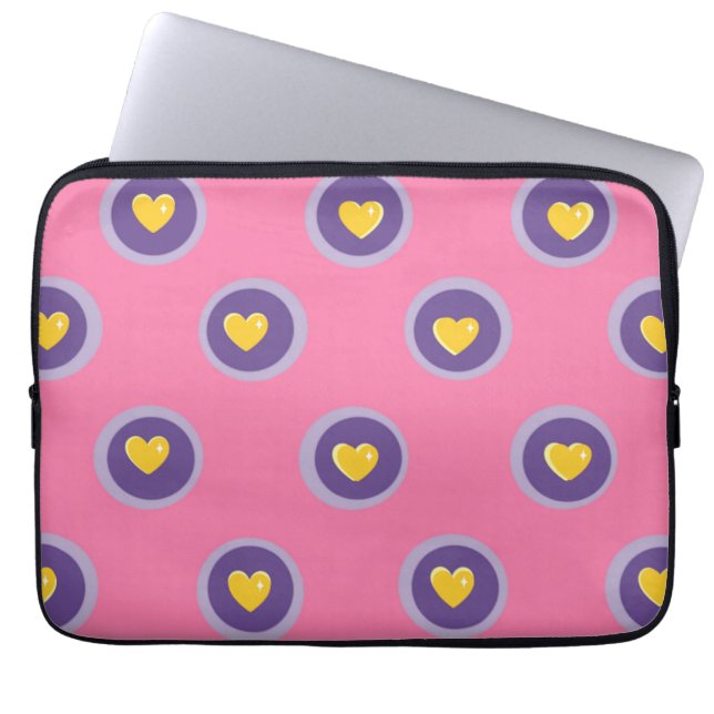 Valentine Heart Pattern with Circles – Cute Pink Laptop Fodral (Framsidan)