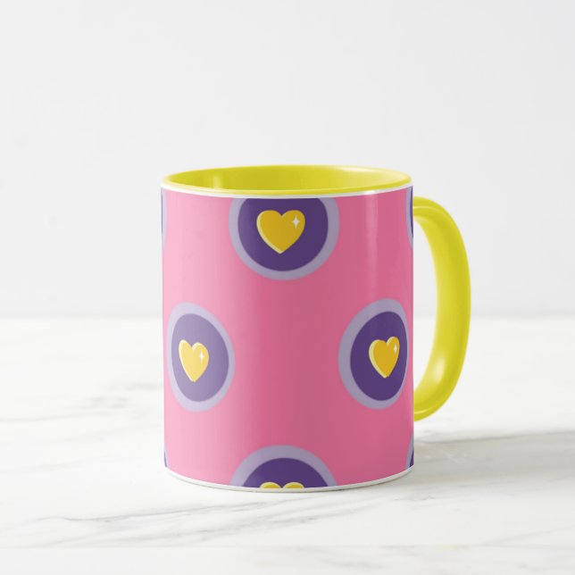 Valentine Heart Pattern with Circles – Cute Pink Mugg (Framsida höger)