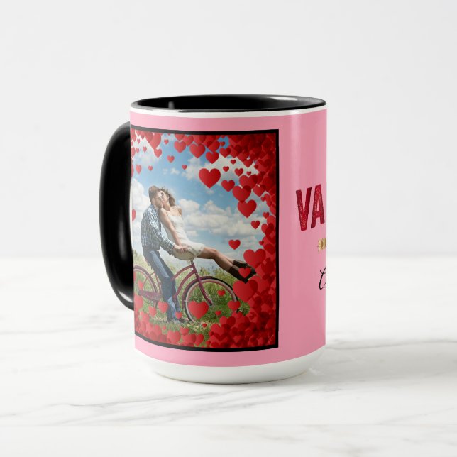 Valentine Heart Personalize PHOTO MMPLATE Gift Mugg (Framsida vänster)