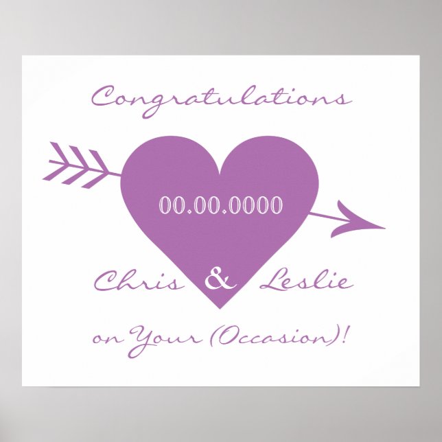 Valentine Heart personligt bröllp/year poster (Framsidan)