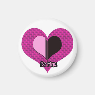 Valentine Heart Pink and Black Be Mine Magnet