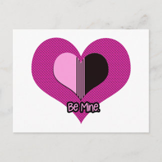 Valentine Heart Pink and Black Be Mine Vykort