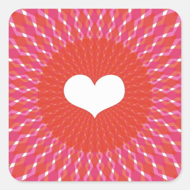 Valentine Heart Pop Fyrkantigt Klistermärke (Framsida)