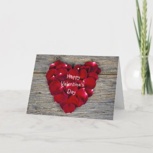 Valentine Heart Röd ros Petal Helgkort