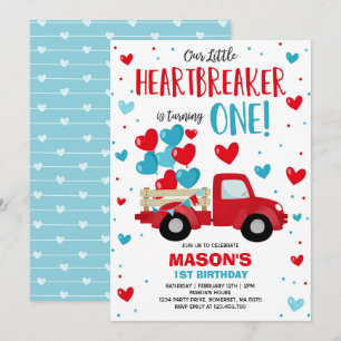 Valentine Heartbrytare 1:a födelsedagen Red Blue L Inbjudningar