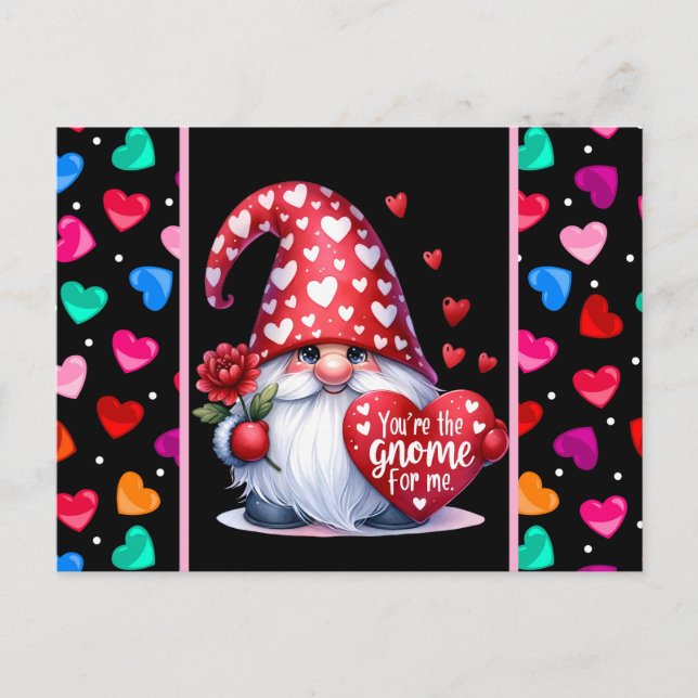 Valentine Heartfilt Gnome Vykort (Framsida)
