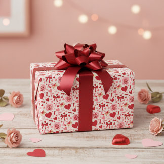 Valentine Hearts and Bows Presentpapper