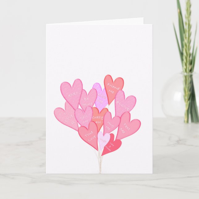 Valentine Hearts Balloons Tack Kort (Framsida)