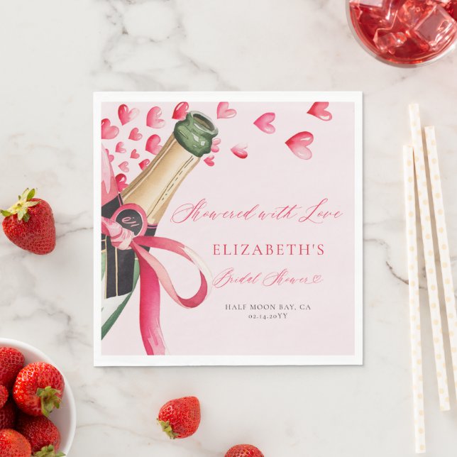 Valentine Hearts Bubbly Whimsical Bridal Shower Pappersservett (Insitu)