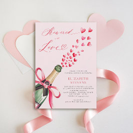 Valentine Hearts Bubly Brunch Rosa Möhippa Inbjudningar