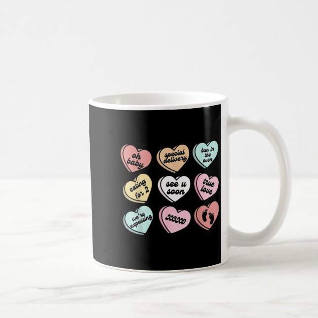 Valentine Hearts Candy Pregnancy Announcement Baby Kaffemugg (Höger)