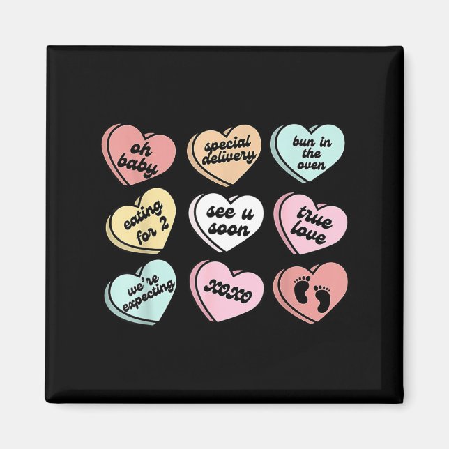 Valentine Hearts Candy Pregnancy Announcement Baby Magnet (Framsidan)