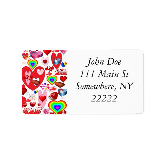 Valentine Hearts Collage Adressetikett (Framsidan)