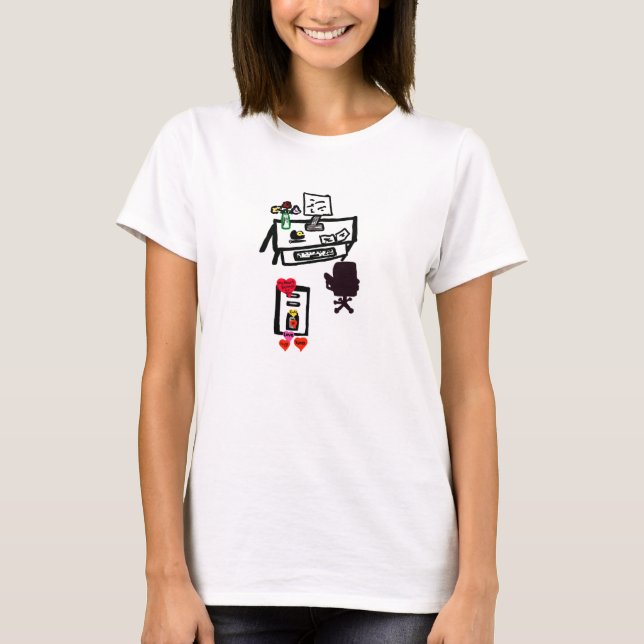 Valentine Hearts Computer Desk T-shirt (Framsida)
