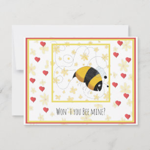 Valentine Hearts Cute Bumblebe att anpassa Julkort
