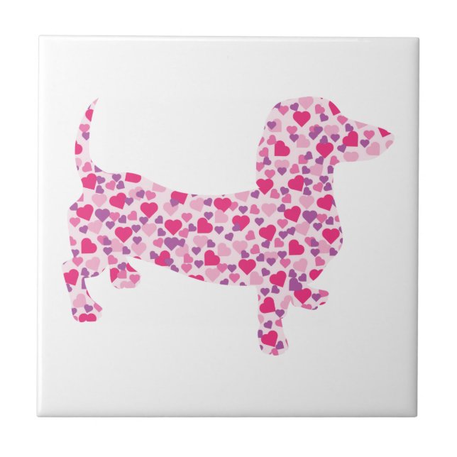 Valentine Hearts Dachshund Kakelplatta (Framsidan)