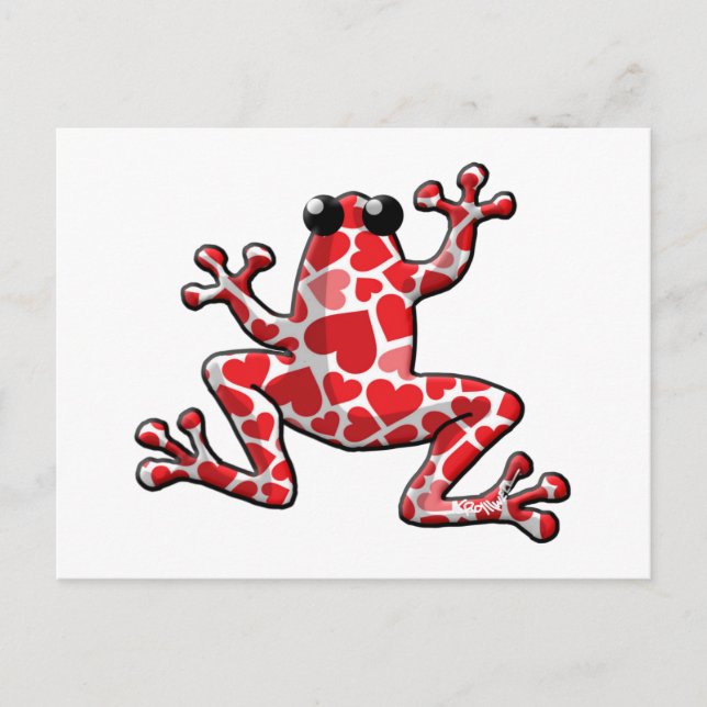 Valentine Hearts Frog Helg Vykort (Framsida)