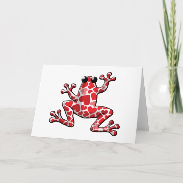 Valentine Hearts Frog Helgkort (Framsida)
