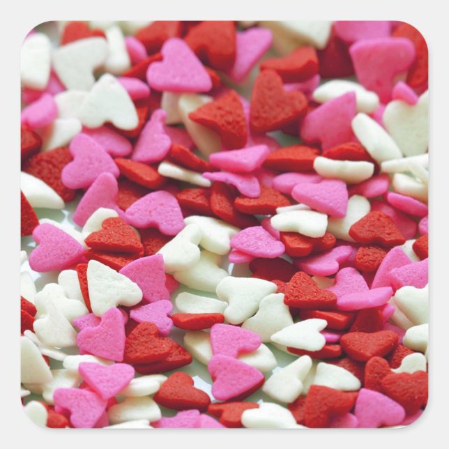 Valentine Hearts Fyrkantigt Klistermärke (Framsida)