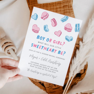 Valentine Hearts Gender Reveal Party Inbjudningar