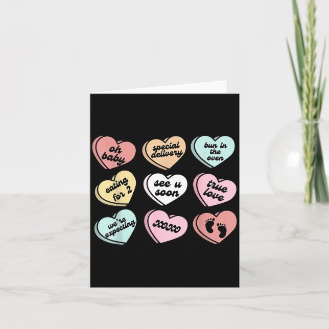 Valentine Hearts Godis Graviditet Annonsering Bebi Kort (Framsida)