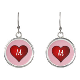 Valentine Hearts in Rosa and Red Monogram Örhängen