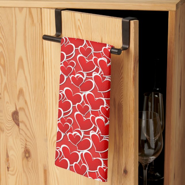 Valentine Hearts Kitchen Towel Kökshandduk (Thirds Fold)
