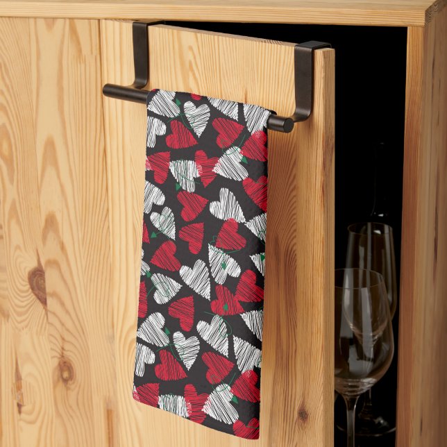 Valentine Hearts Kitchen Towel Kökshandduk (Thirds Fold)