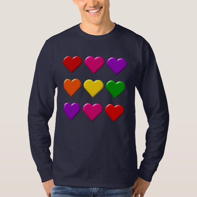 Valentine Hearts Långärmad T-Shirt (Framsida)